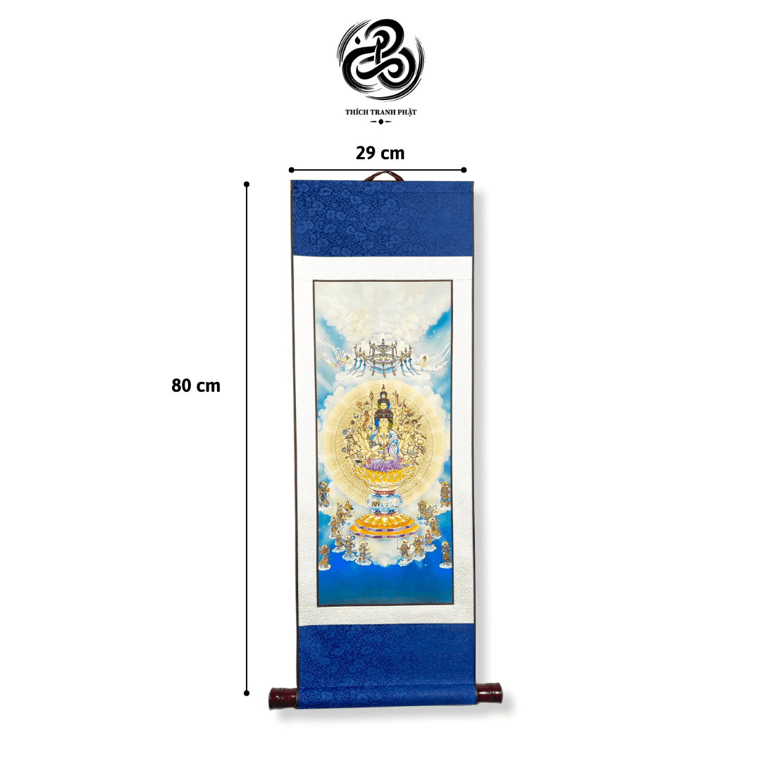 Tranh Liễn Thiên Thủ Thiên Nhãn - Giấy lụa - 29x80cm - Ảnh 2