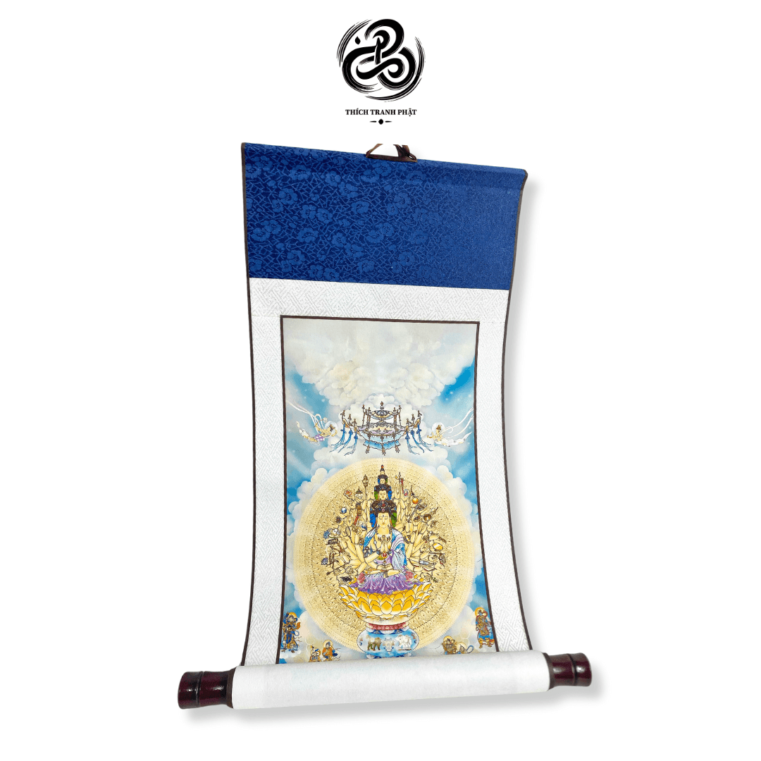 Tranh Liễn Thiên Thủ Thiên Nhãn - Giấy lụa - 29x80cm - Ảnh 3