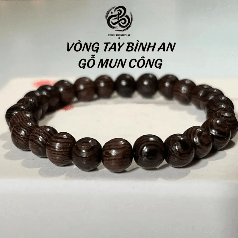 Vòng tay bình an gỗ Mun Công Đen