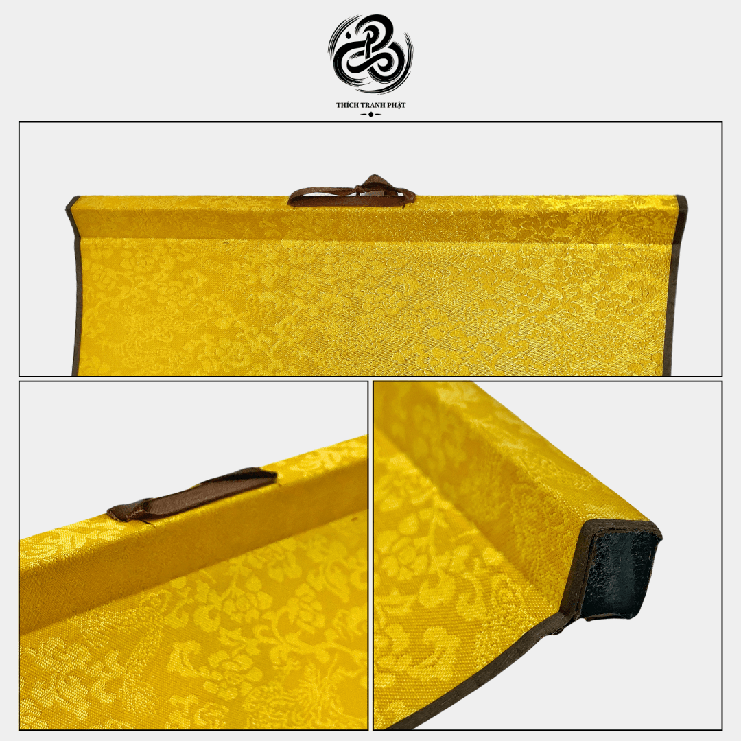 Tranh Đại Thế Chí Bồ Tát Liễn Giấy Bồi Xuyến Nẹp Mộc Cao Cấp - 29x80cm - Ảnh 6