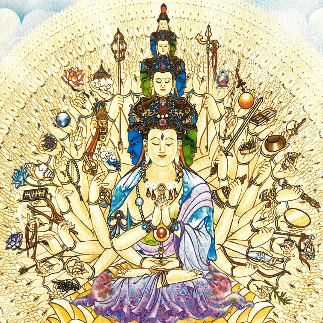 Tranh Liễn Thiên Thủ Thiên Nhãn - Giấy lụa - 29x80cm - Ảnh 8