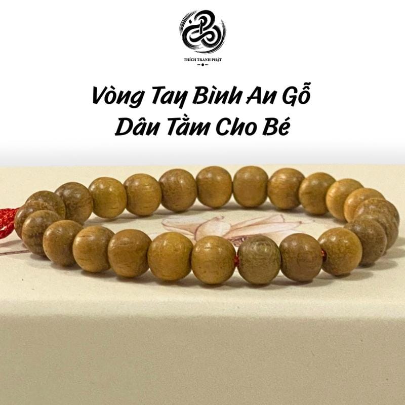 Vòng tay bình an gỗ dâu tằm rừng cho bé