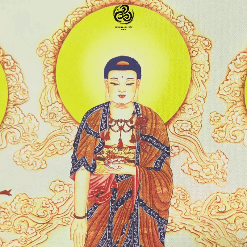 Tranh Canvas Tây Phương Tam Thánh - Gỗ Sồi - Ảnh 9