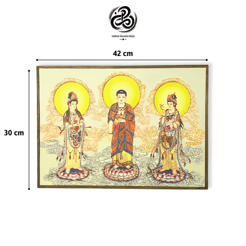 Tranh Canvas Tây Phương Tam Thánh - Gỗ Sồi - Ảnh 2