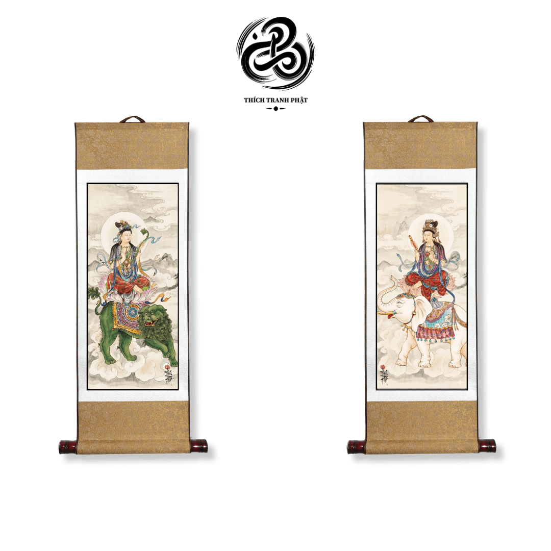 Tranh Văn Thù Phổ Hiền Bồ Tát